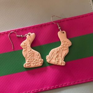 Floral Bunny Earrings in Soft Peach
